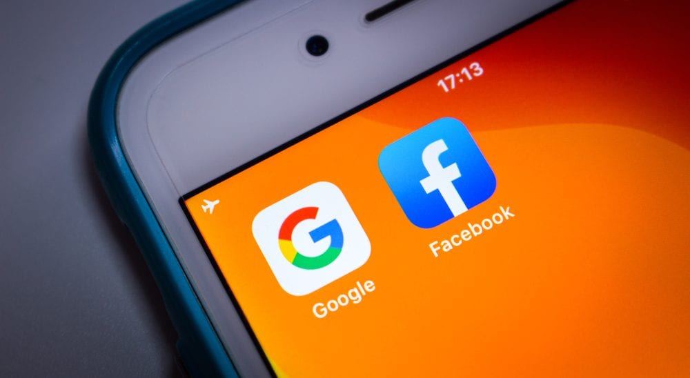 Google and Facebook on phone